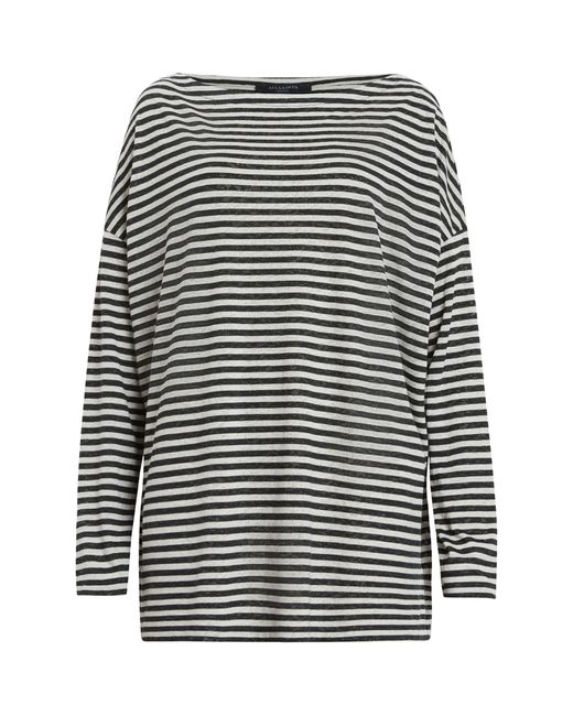 AllSaints Black Striped Rita T-shirt
