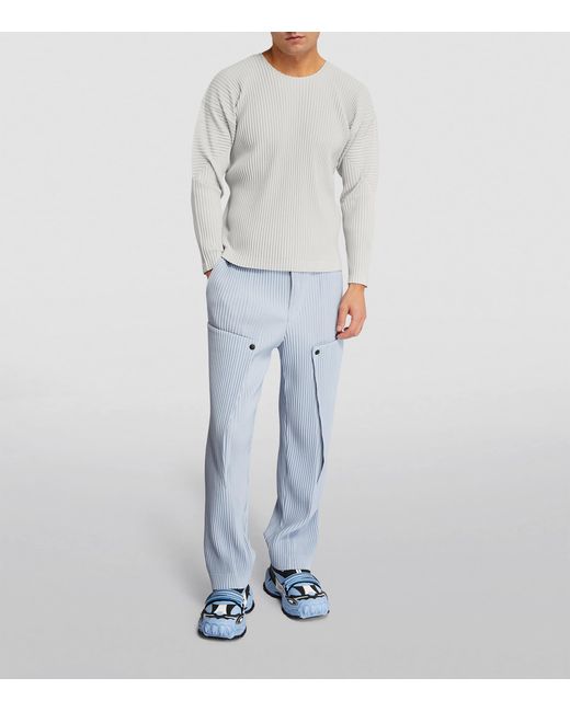 Homme Plissé Issey Miyake Gray Pleated Long-Sleeve T-Shirt for men