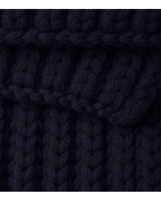 Prada Blue Wool Logo Scarf