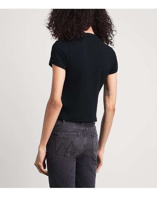 Mother Black Cotton Itty Bitty Ringer T-Shirt
