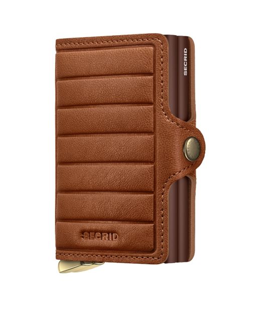 Secrid Brown Embossed Leather Lines Twinwallet for men