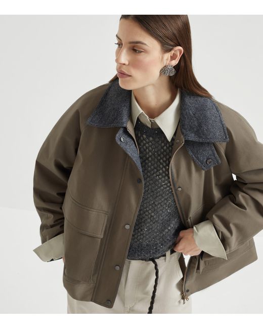 Brunello Cucinelli Green Canvas Padded Jacket