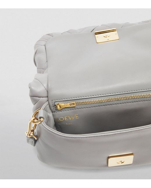 Loewe Gray Mini Goya Pleated Puffer Shoulder Bag