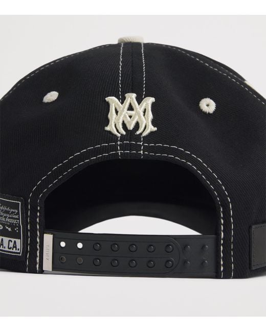 Amiri Black Cotton Embroidered Sporty Baseball Cap for men
