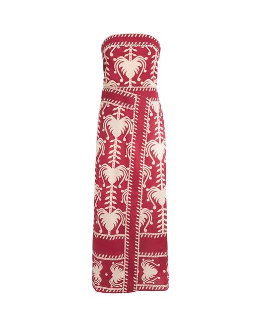 Johanna Ortiz Red Linen Ancient Peru Midi Dress