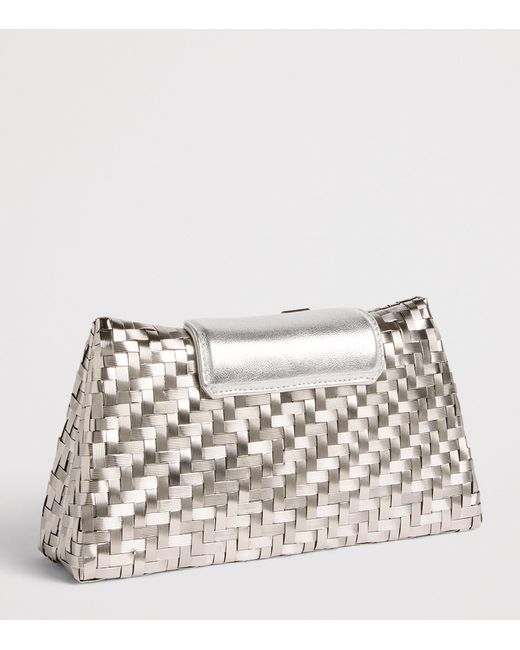 Rodo Gray Woven Embellished Clutch Bag