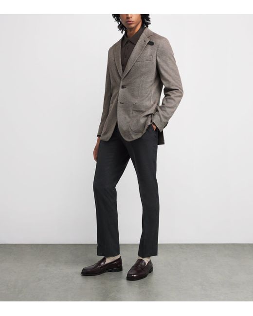 Brioni Gray Silk-Wool Single-Breasted Blazer for men