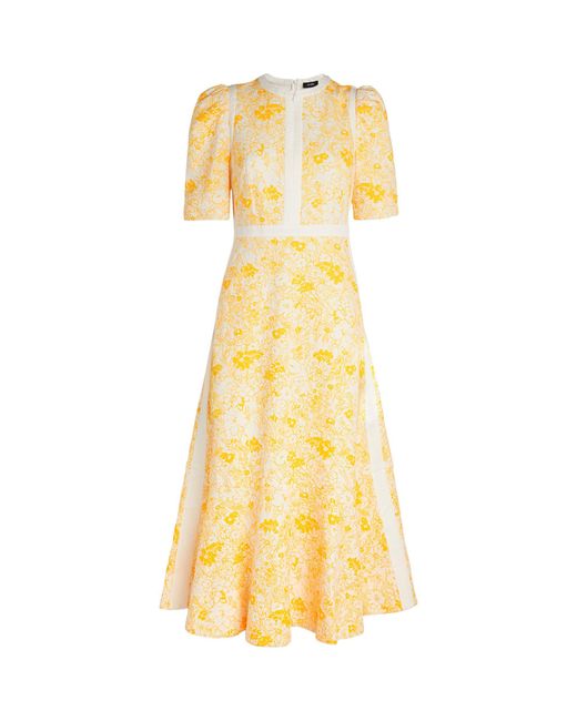 ME+EM Yellow Me+em Cotton Gardenia Print Maxi Dress