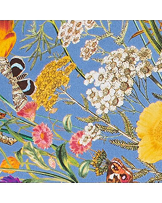 Aspinal Blue Botanical 'A' Silk Scarf