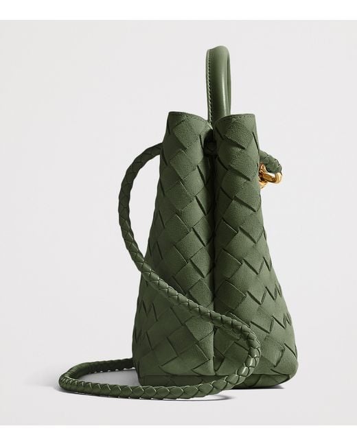 Bottega Veneta Green Small Suede Andiamo Top-Handle Bag