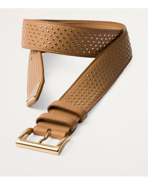 Prada Brown Leather Studded Belt