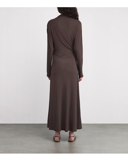 RETORI Brown Jersey Draped Maxi Dress