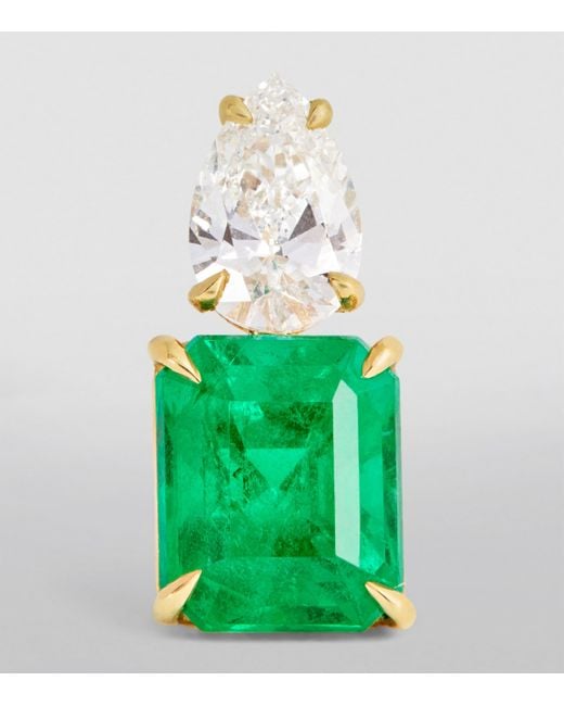 Anita Ko Yellow Diamond And Emerald Single Stud Earring