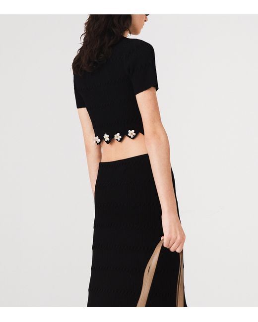 Maje Black Short-Sleeve Daisy Cardigan