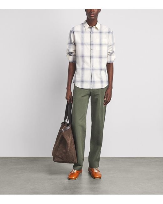 Vince White Cotton Check Townes Shirt for men