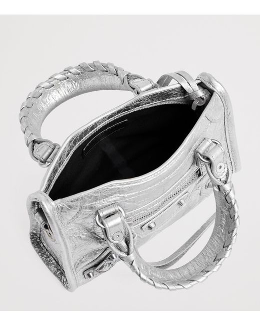 Balenciaga White Metallic Le City Nano Top-Handle Bag