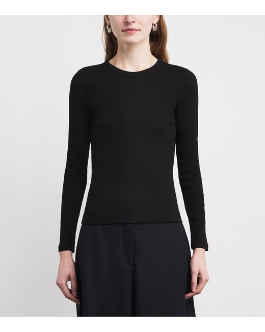 ME+EM Black Stretch-Cotton Ribbed Ultimate T-Shirt