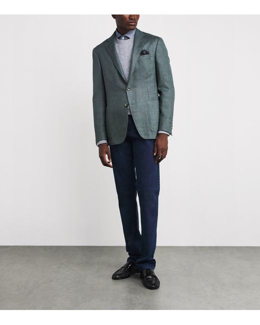 Canali Green Wool-Blend Tailored Blazer for men