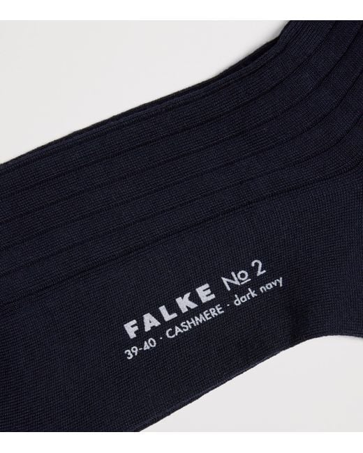Falke Blue Cashmere-Blend No.2 Long Socks for men
