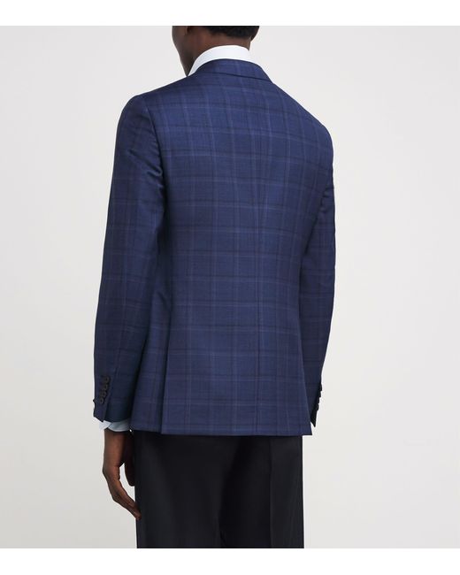 Pal Zileri Blue Wool Check Blazer for men