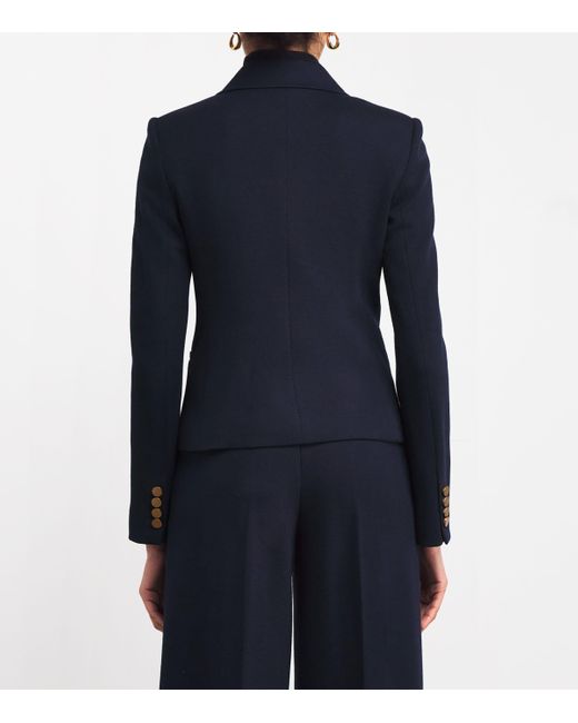 Max Mara Blue Cotton-Wool Double-Breasted Jacket