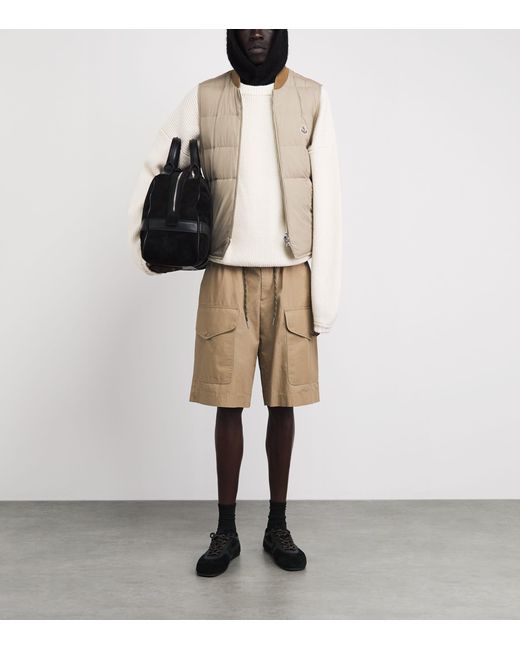 Moncler Natural Cotton Poplin Cargo Shorts for men