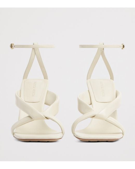 Bottega Veneta White Calfskin Riva Heeled Sandals 90