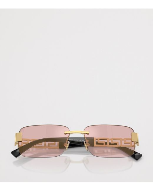 Versace Pink Metal Rectangular Sunglasses for men