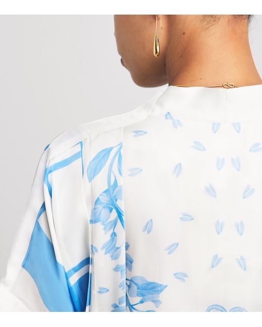 VERANDAH Blue Printed Gingham Kaftan Maxi Dress
