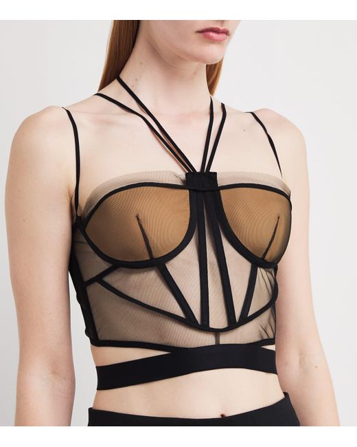 Nensi Dojaka Black Tulle Helen Corset Top