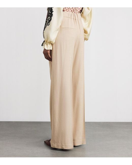 Veronica Beard Natural Marbeau Wide-Leg Trousers