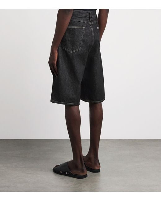 Studio Nicholson Black Wide-Leg Denim Shorts for men