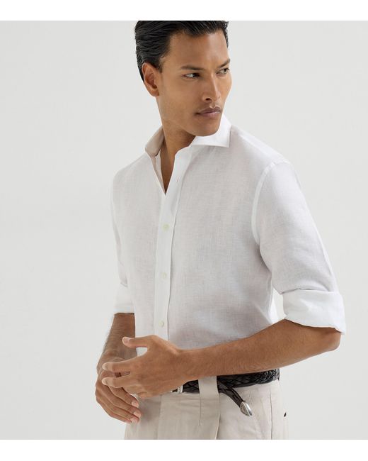 Brunello Cucinelli White Linen Shirt for men
