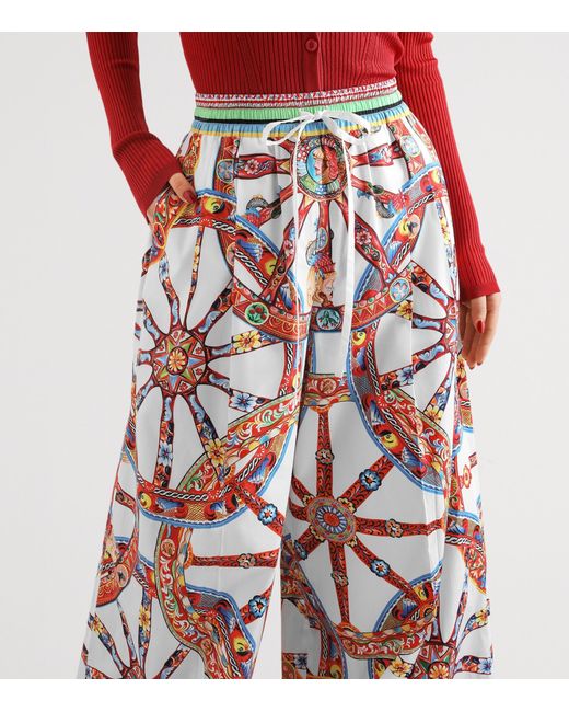 Dolce & Gabbana Red Cotton Carretto Trousers