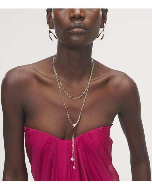 McQueen White Embellished Wishbone Necklace