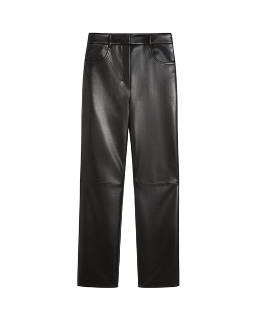 Max Mara Gray Faux Leather Wide-Leg Trousers