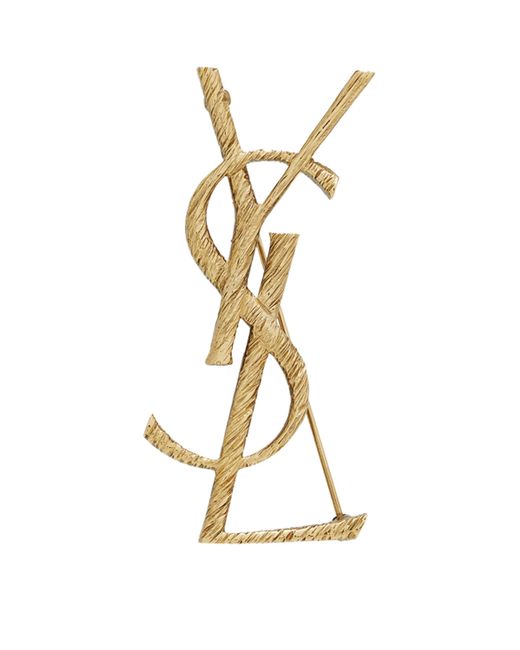 Saint Laurent Metallic Opyum Ysl Twisted Brooch