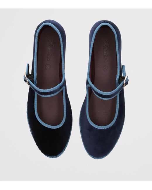 Flabelus Blue Velvet Montague Mary Janes