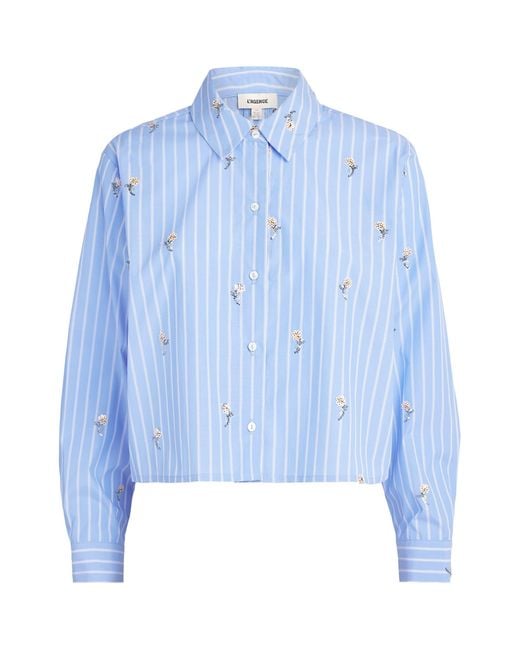 L'Agence Blue Sequinned Stripe Cosette Shirt