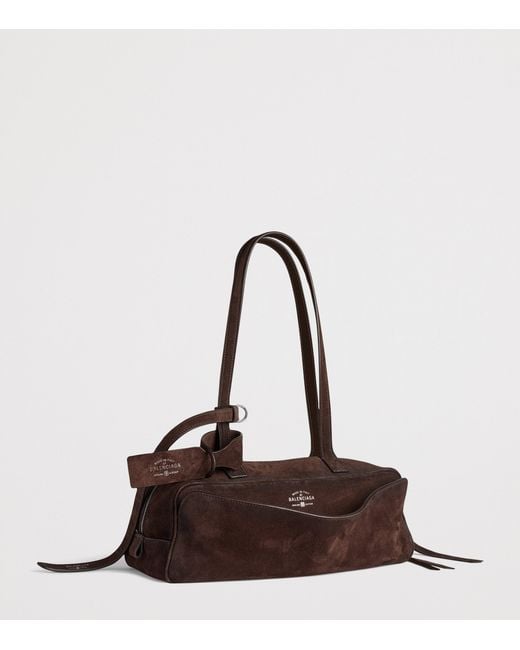 Balenciaga Brown Small Leather Carrie Bowling Top-Handle Bag