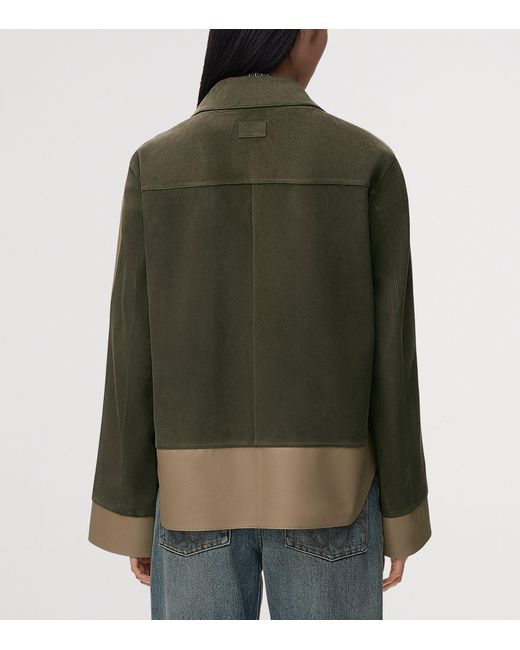 Loewe Green Suede And Leather Panelled Jacket
