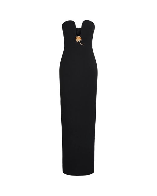 Roland Mouret Black Brooch-Detail Maxi Dress