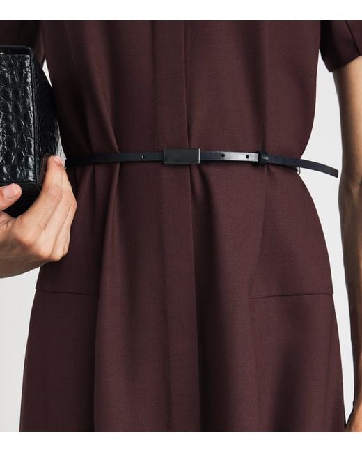 Lafayette 148 New York Purple Stretch-Wool Belted Midi Dress