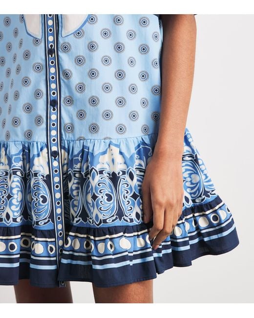 LaDoubleJ Blue Cotton Printed Choux Mini Dress