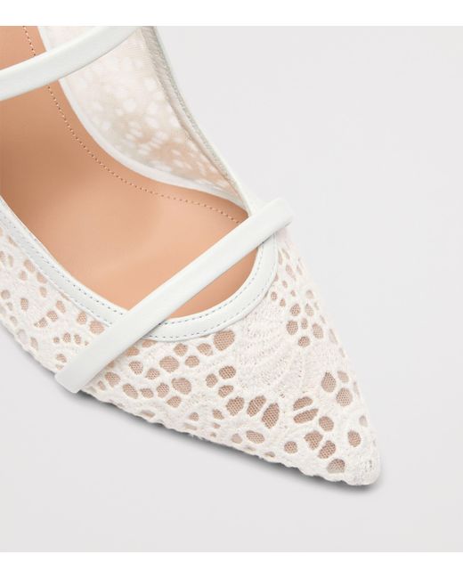 Malone Souliers White Broderie And Mesh Maureen Heeled Mules 85