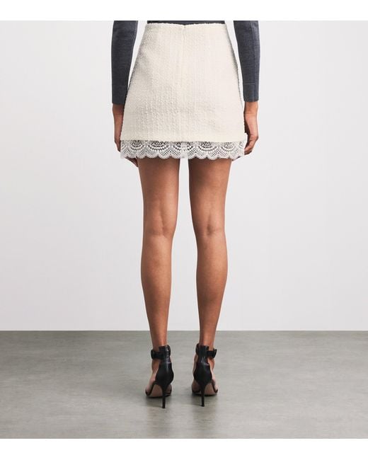 Self-Portrait Natural Bouclé Lace Mini Skirt