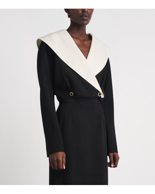 Alessandra Rich Black Virgin Wool-Blend Cropped Blazer