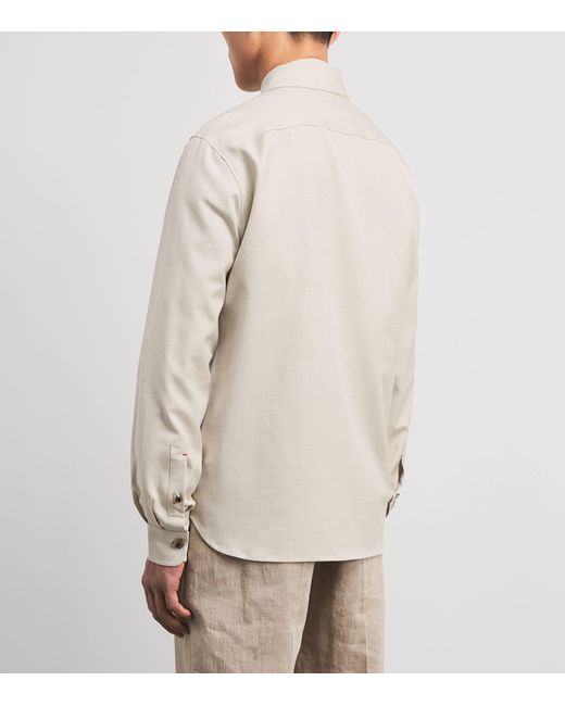 Isaia White Wool-Blend Overshirt for men