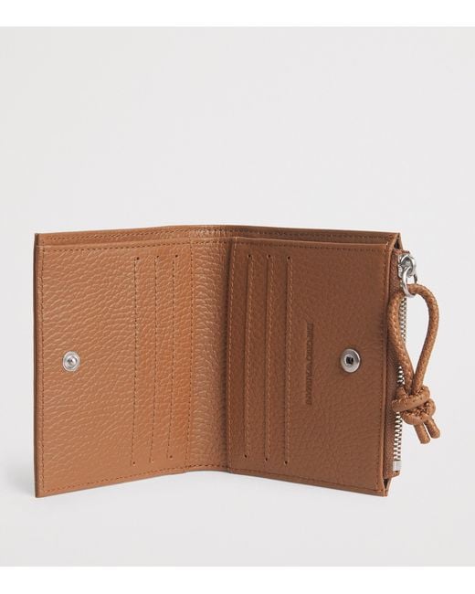 Emporio Armani Brown Leather Logo Bifold Wallet for men