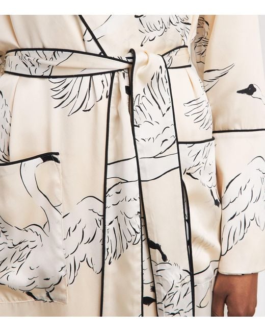 Olivia Von Halle White Silk Queenie Blanca Swan Night Robe